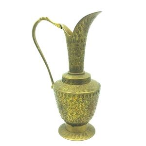 Vintage Etched Brass Urn India
